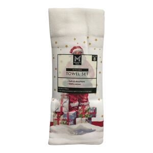 Member's Mark Super-Absorbent 100% Cotton Kitchen Towel Set, 8pc - Santa